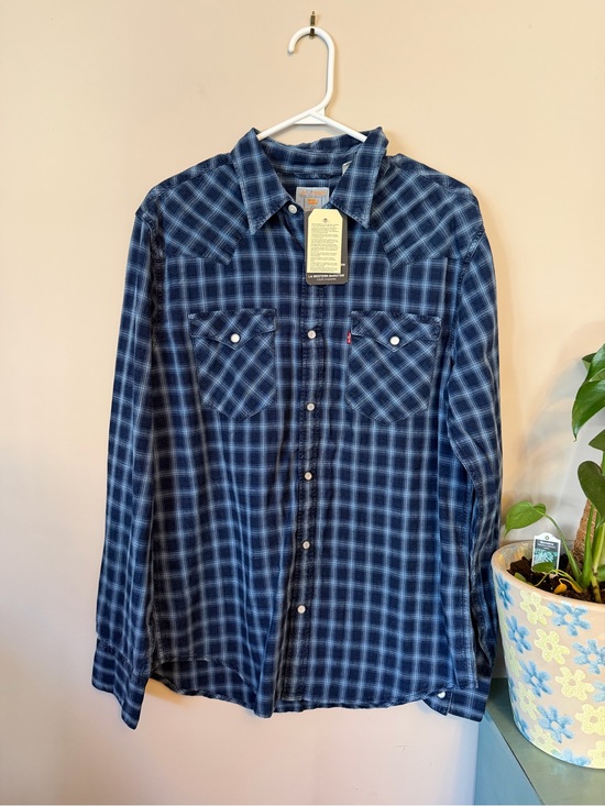 Levi's Other - Levi's Men's Navy Blue Plaid Button-Up Western Shirt